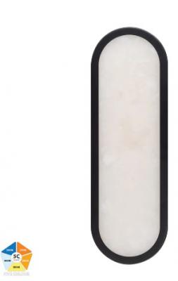 Auster Black with Alabaster Glass Wall Light IP44